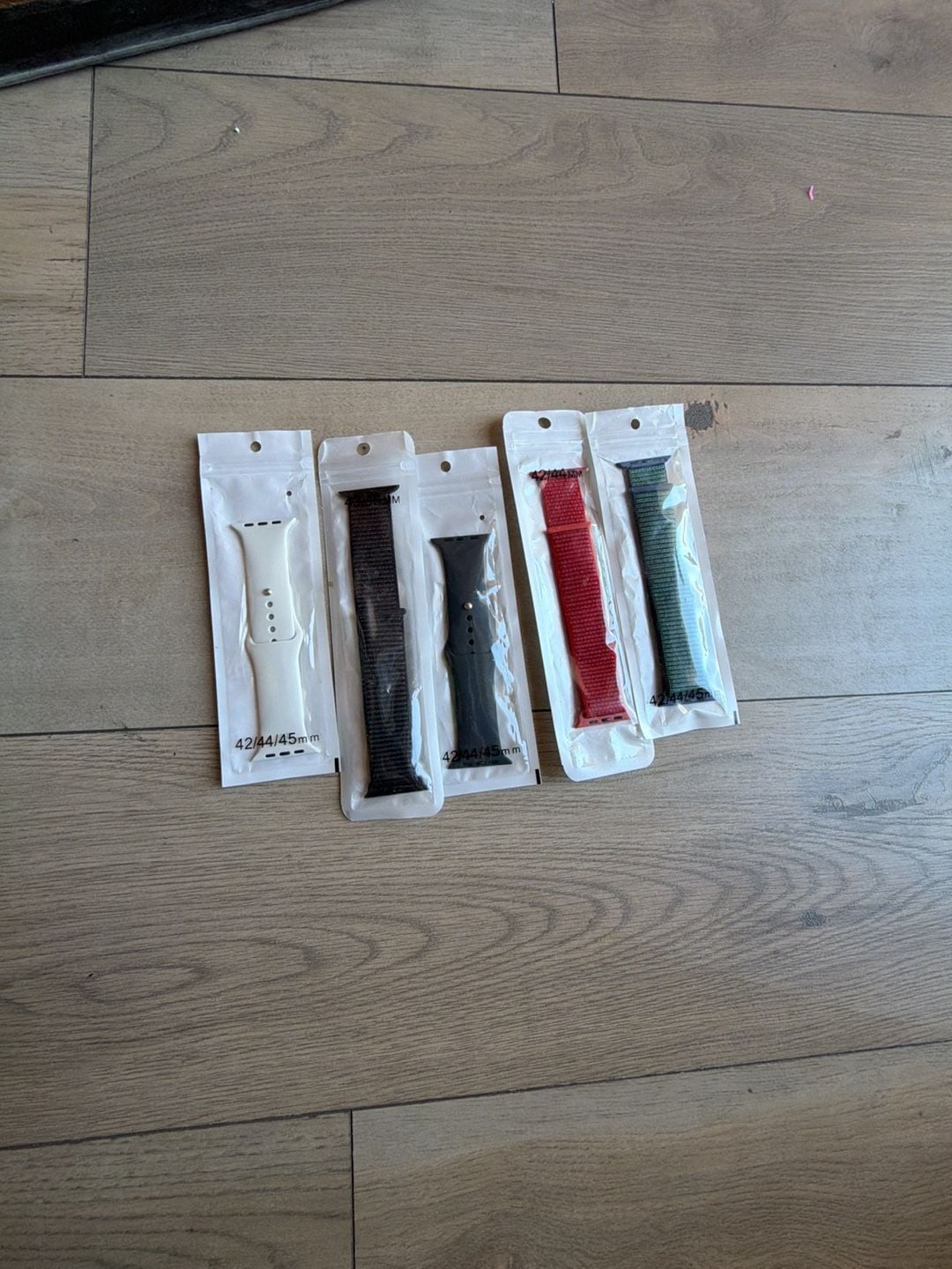 5-Piece Assorted Silicone and Nylon Sport Watch Bands for Apple Watch 42/44/45mm 1