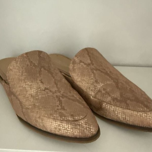 CL by Chinese Laundry Freshest Pointed Toe Mule in Rose Gold Snakeskin Embossed Leather