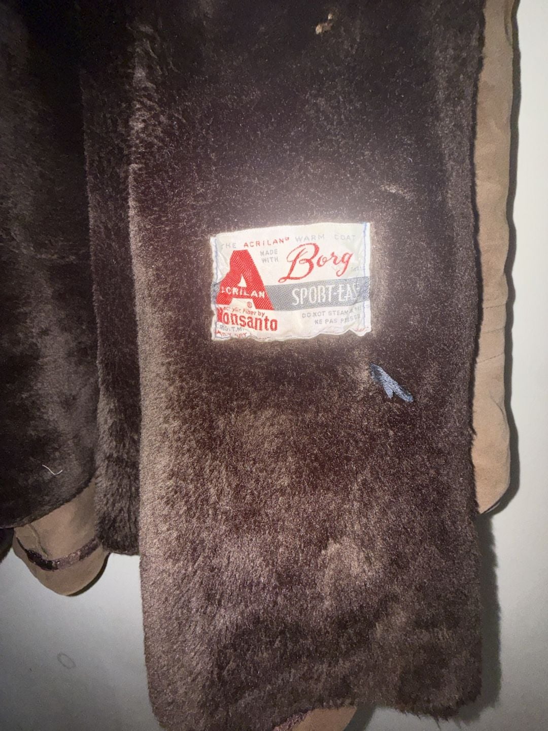 Vintage Sport Ease Fashions Brown Suede Acrilan Faux Fur Lined Coat 5
