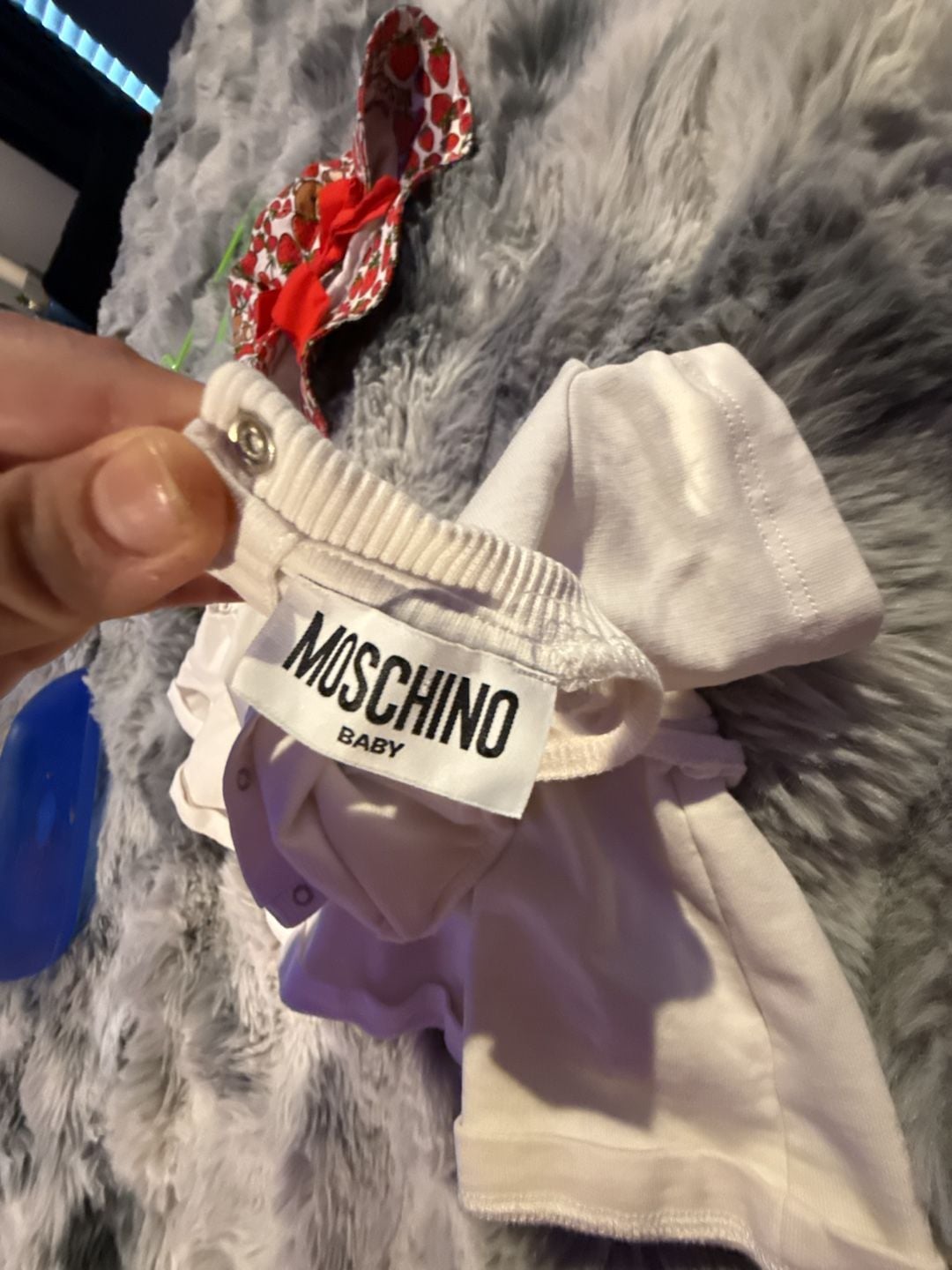 Moschino Baby Strawberry Print Dress and Matching Bucket Hat Set 2