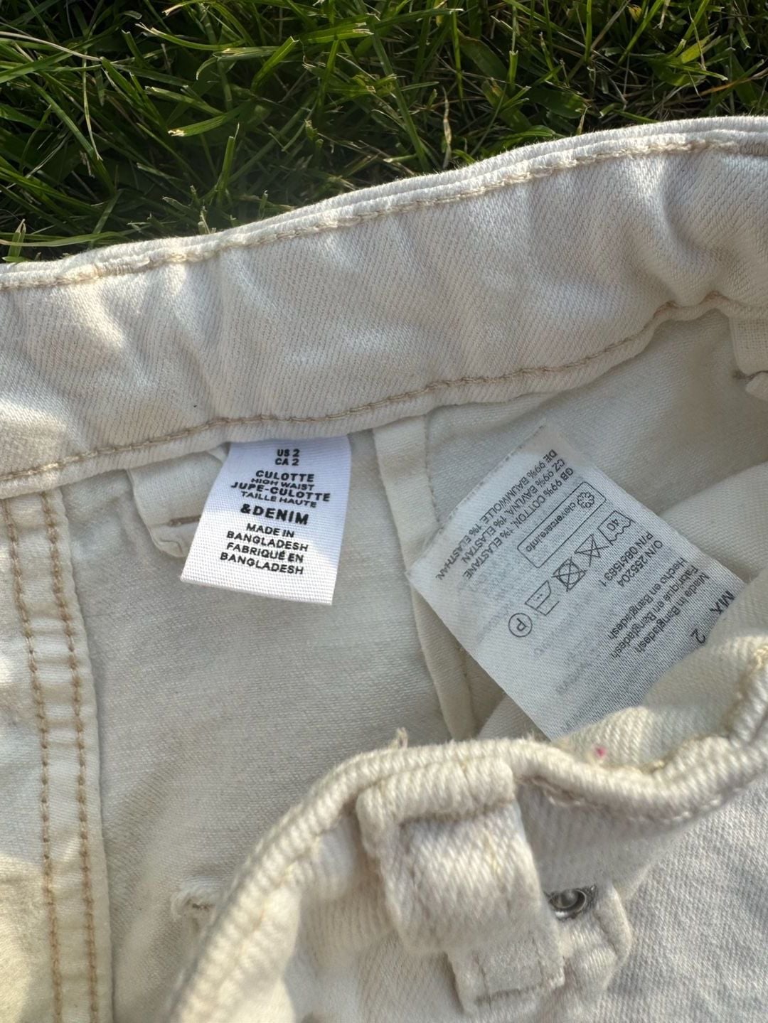 H&M &DENIM High-Waist White Culotte Jeans 2