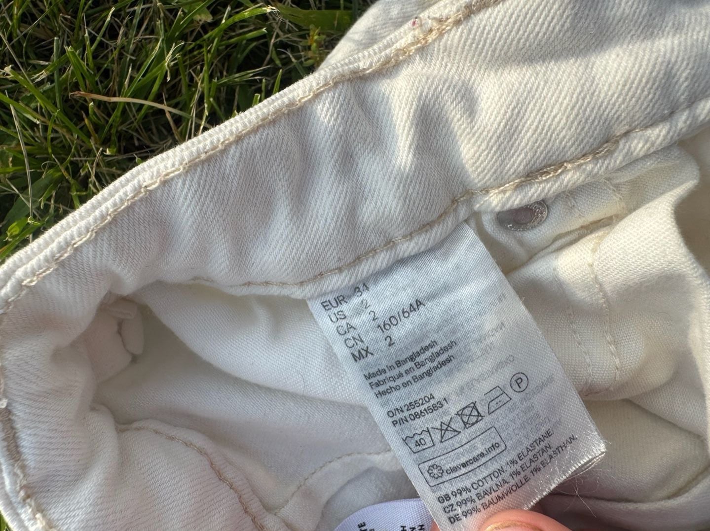 H&M &DENIM High-Waist White Culotte Jeans 3