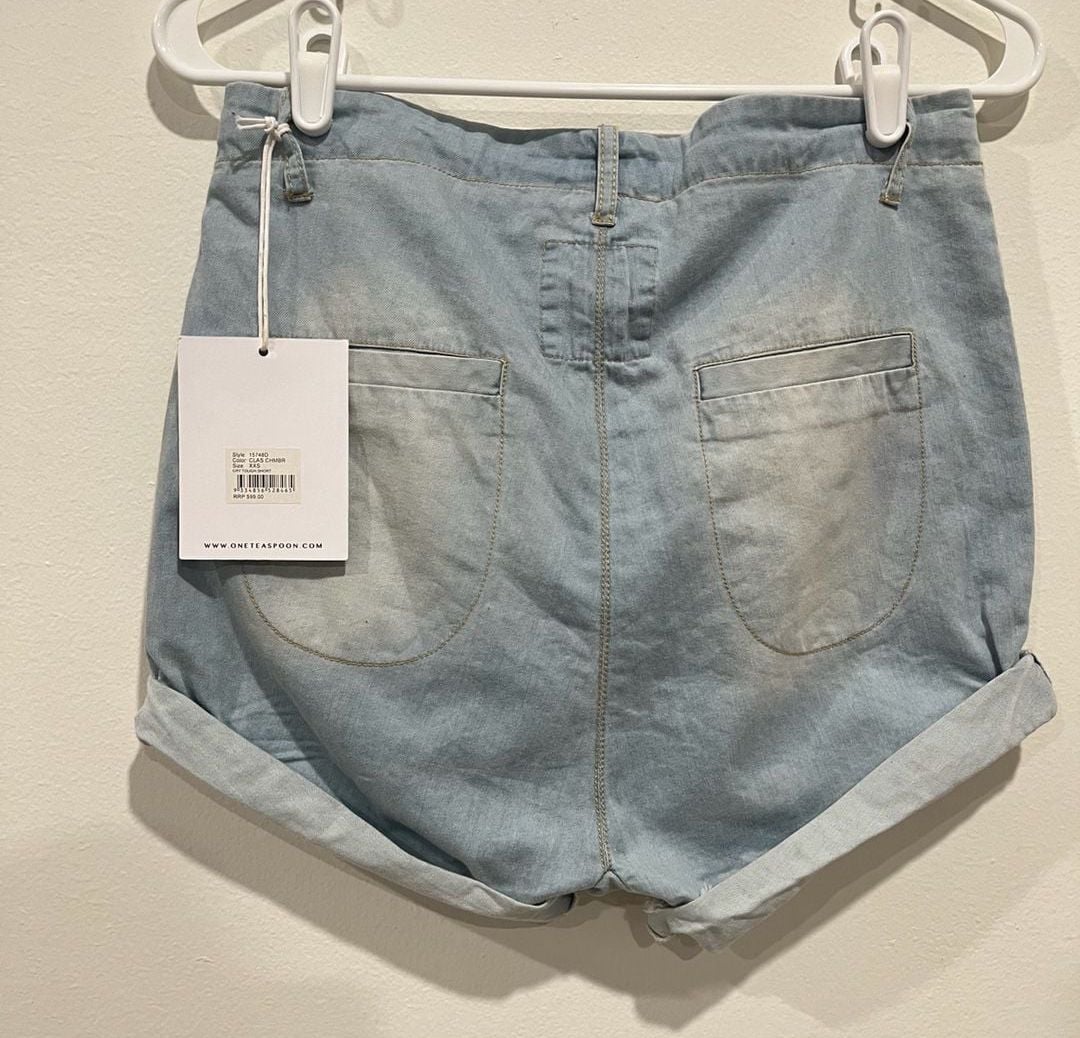 One Teaspoon Cry Tough Denim Shorts in Classic Chambray 3