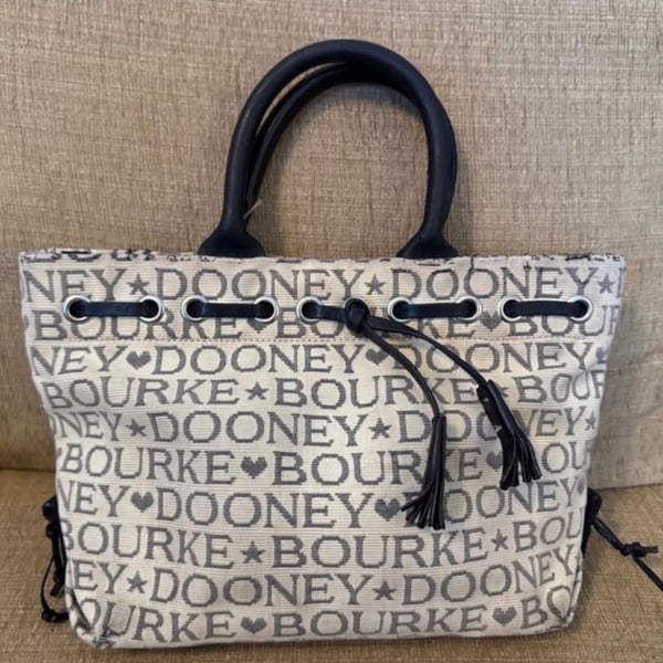 Dooney & Bourke Signature Logo Jacquard Canvas Bucket Bag