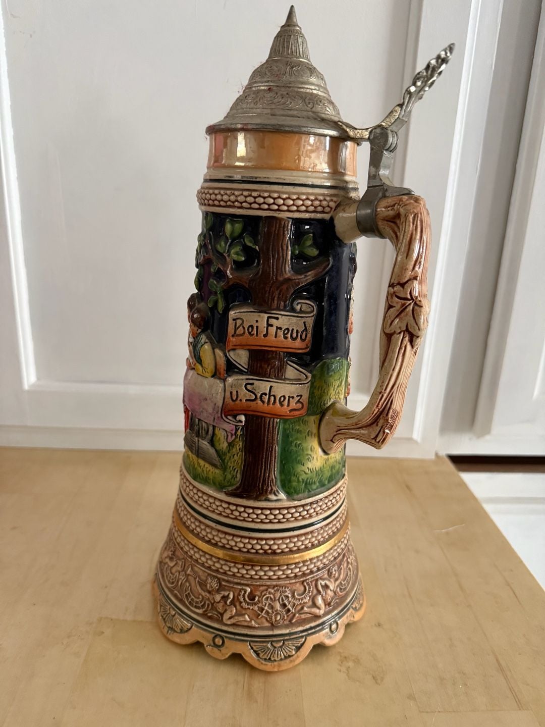 Vintage West German Musical Beer Stein Bei Freud u. Scherz Bleibt Froh Das Herz 3
