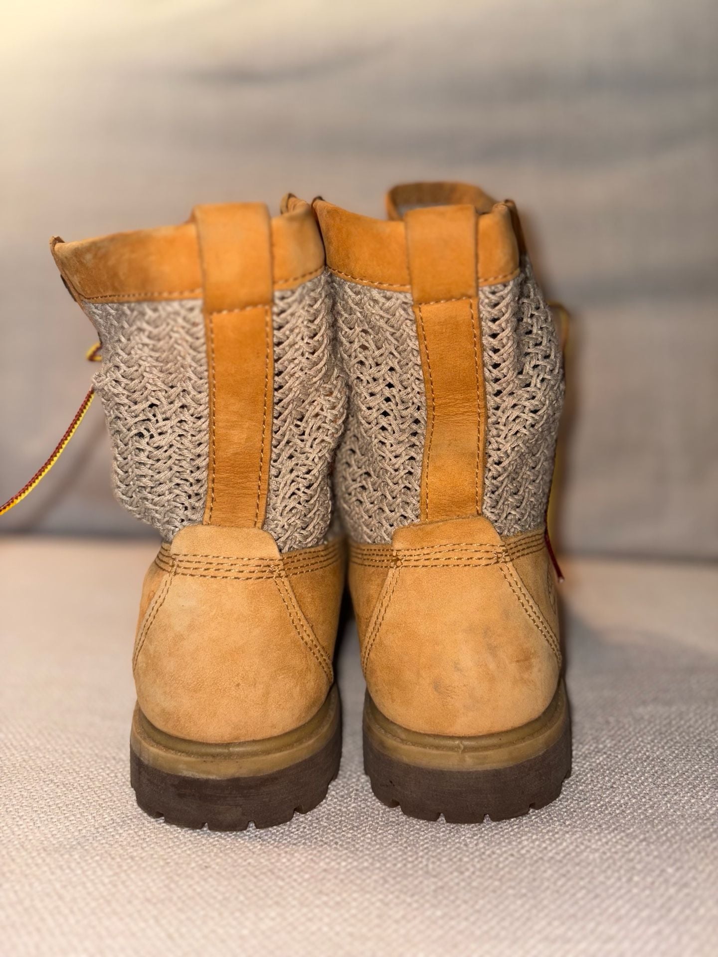 Timberland Women's A13GC Open Weave Wheat Nubuck Leather Combat Boots 6