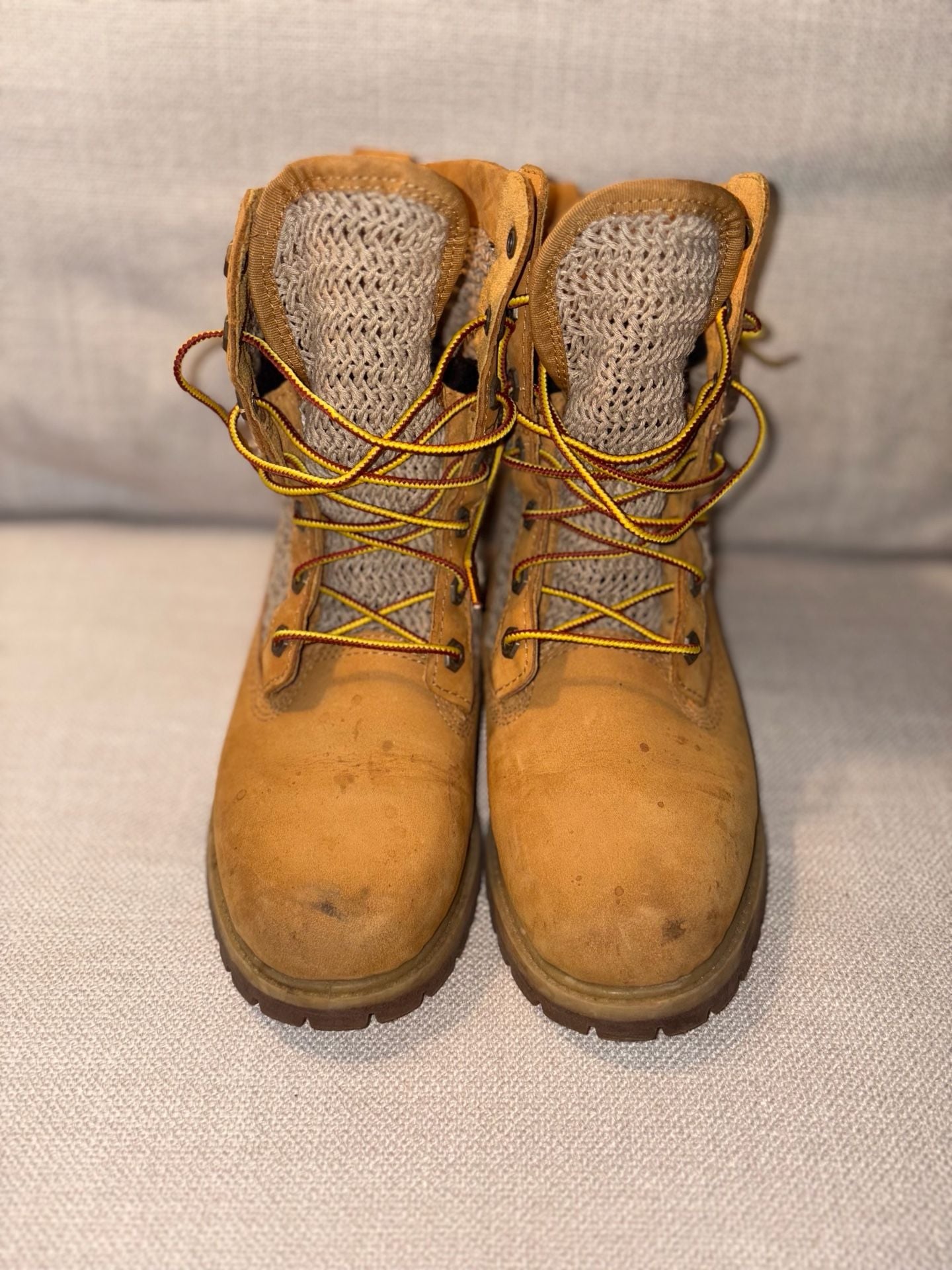 Timberland Women's A13GC Open Weave Wheat Nubuck Leather Combat Boots 8