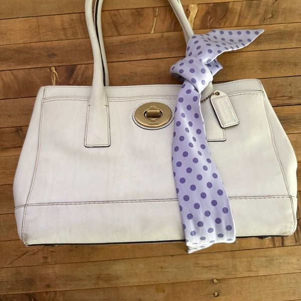 Coach Hamptons Madeline White Leather Turnlock Satchel Bag