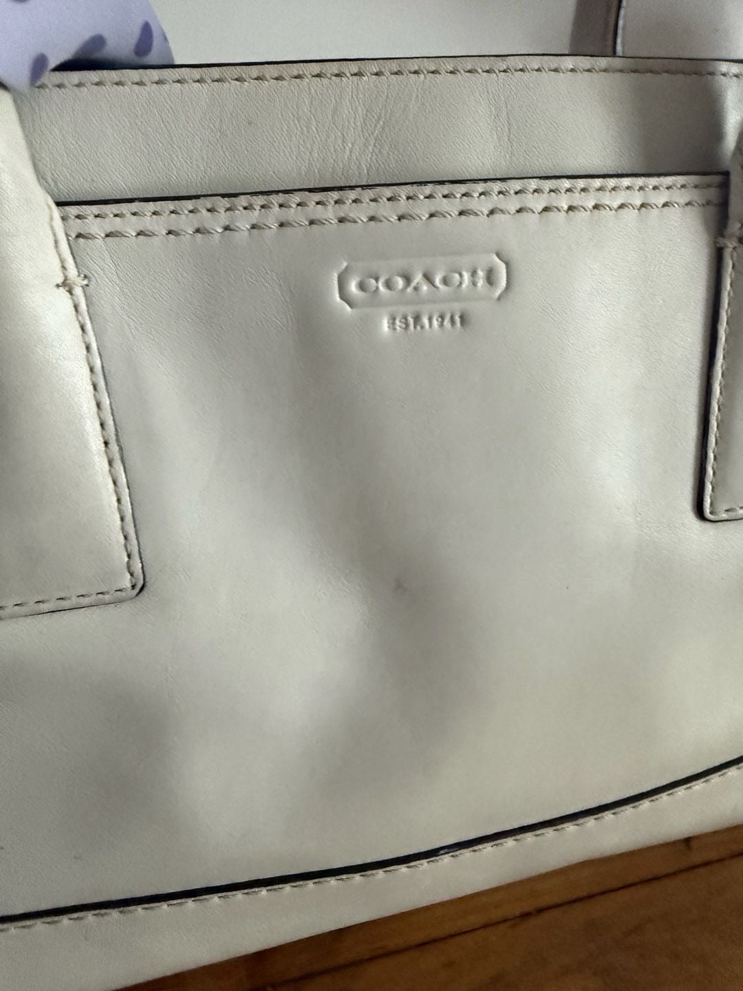 Coach Hamptons Madeline White Leather Turnlock Satchel Bag 9