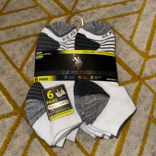 U.S. Polo Assn. Men's Cushion Comfort Performance Low Cut Socks 6-Pack