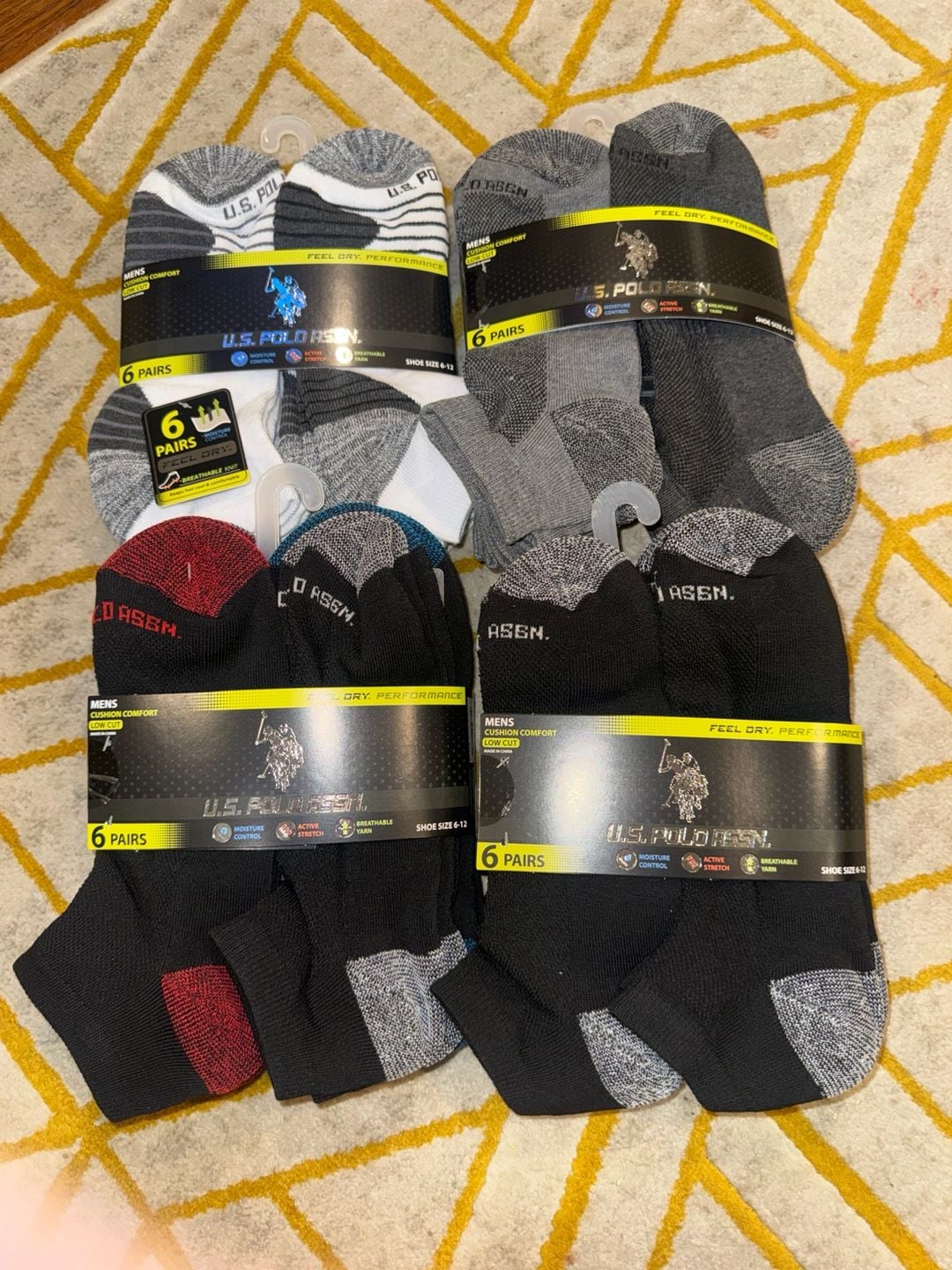 U.S. Polo Assn. Men's Cushion Comfort Performance Low Cut Socks 6-Pack 2