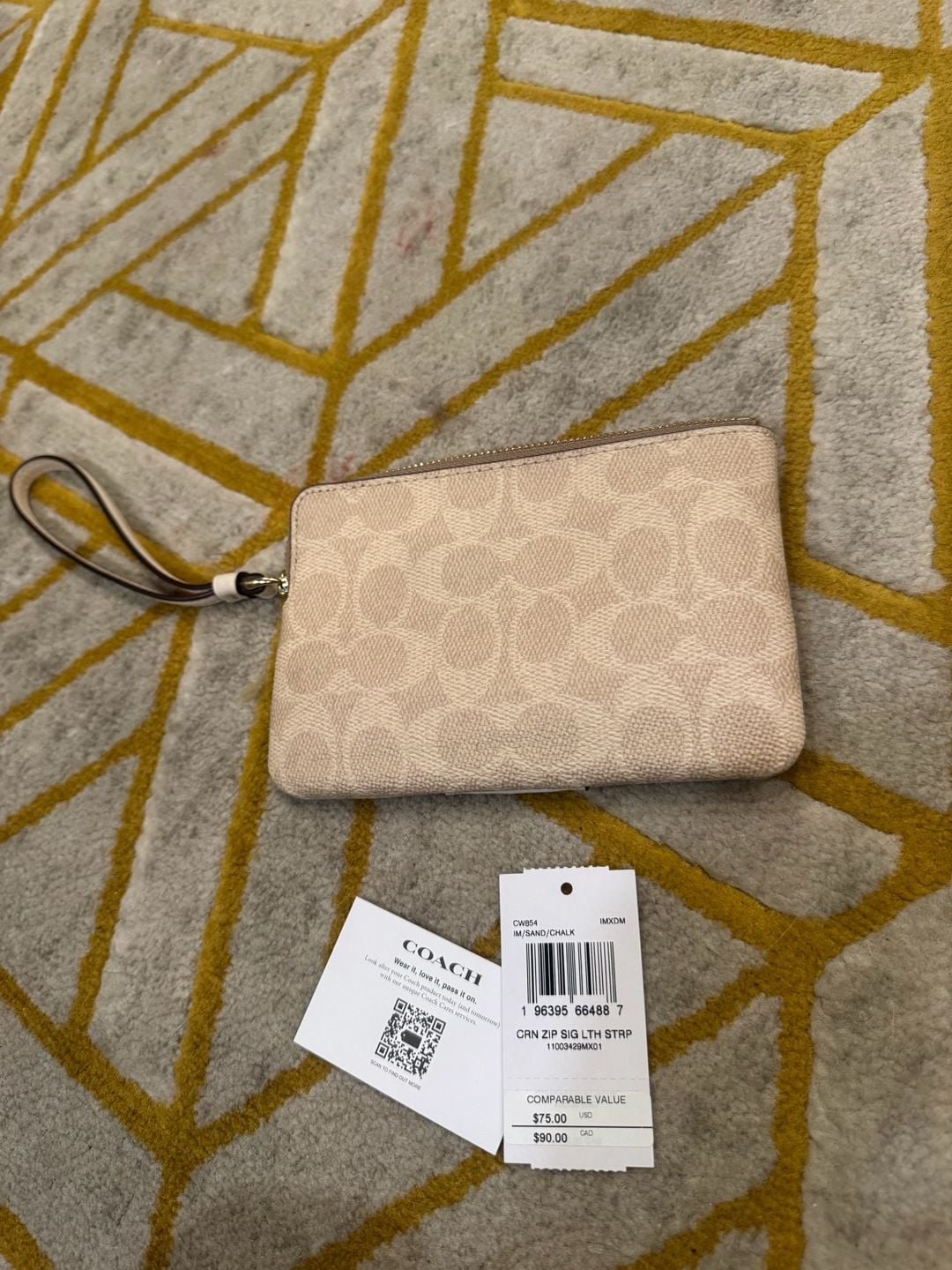 Coach Corner Zip Wristlet in Signature Canvas with Stripe 5
