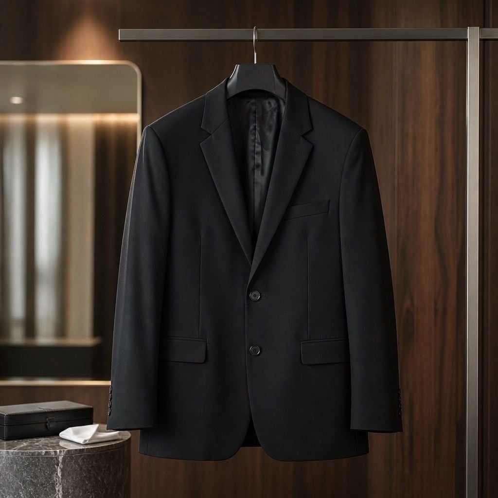 Joseph Abboud Men's Solid Black Single-Breasted Wool Suit Jacket #993 2