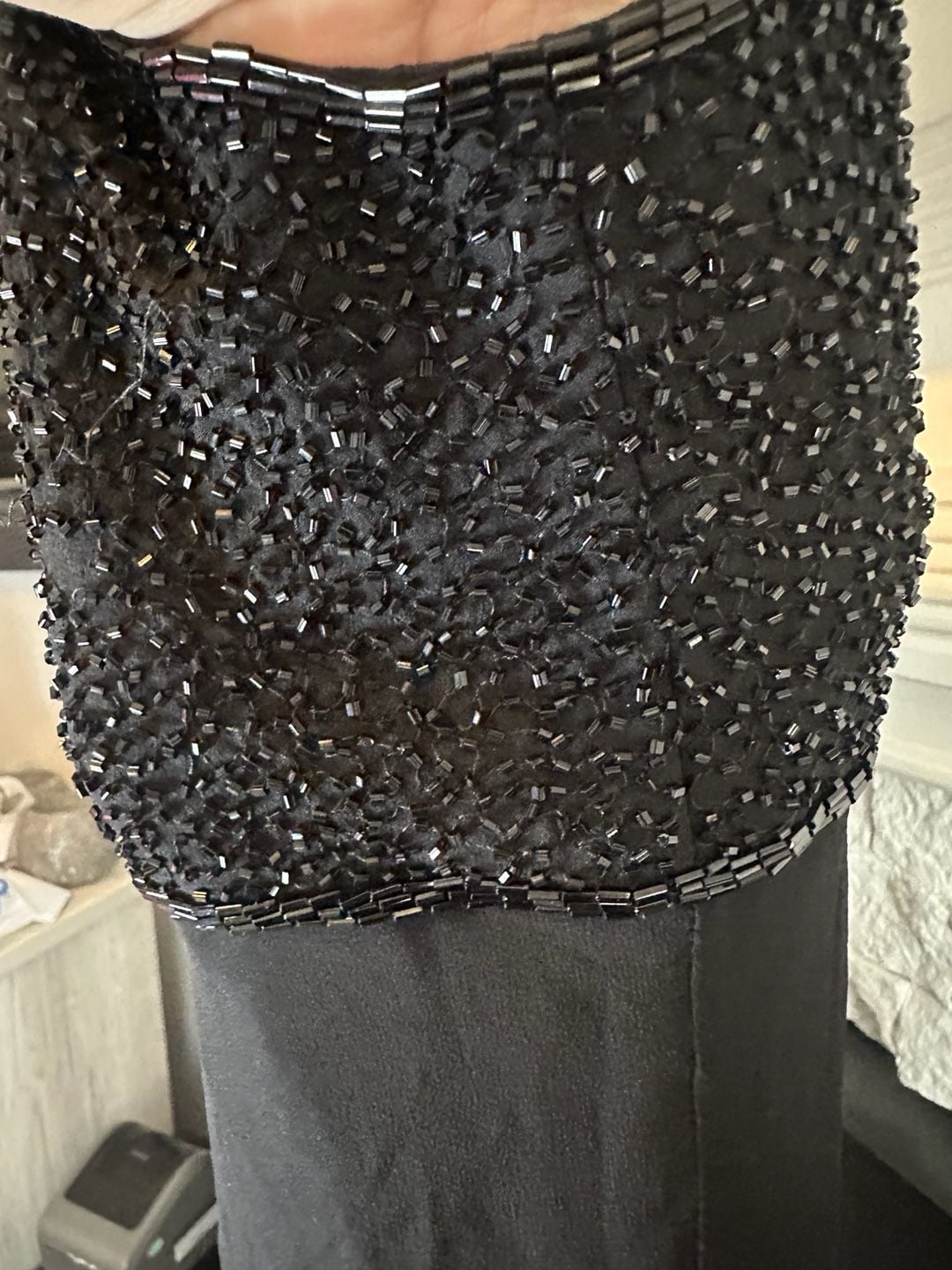 Vintage 90s Cache Black Beaded 100% Silk Dress 3