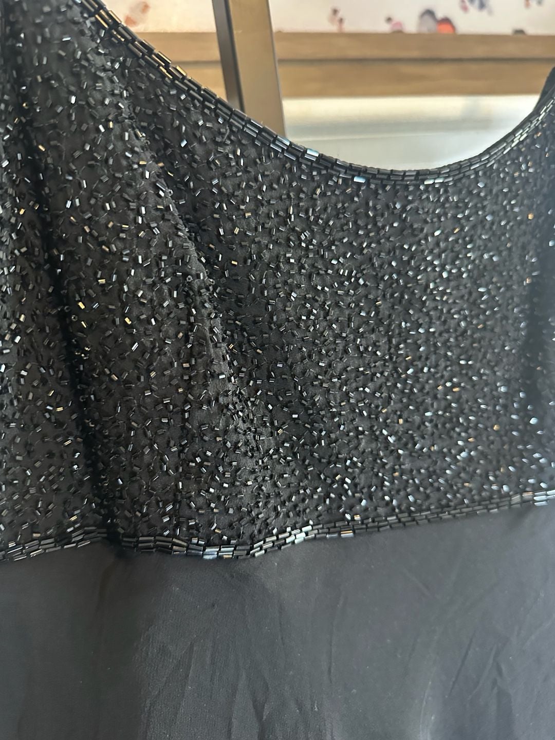 Vintage 90s Cache Black Beaded 100% Silk Dress 5