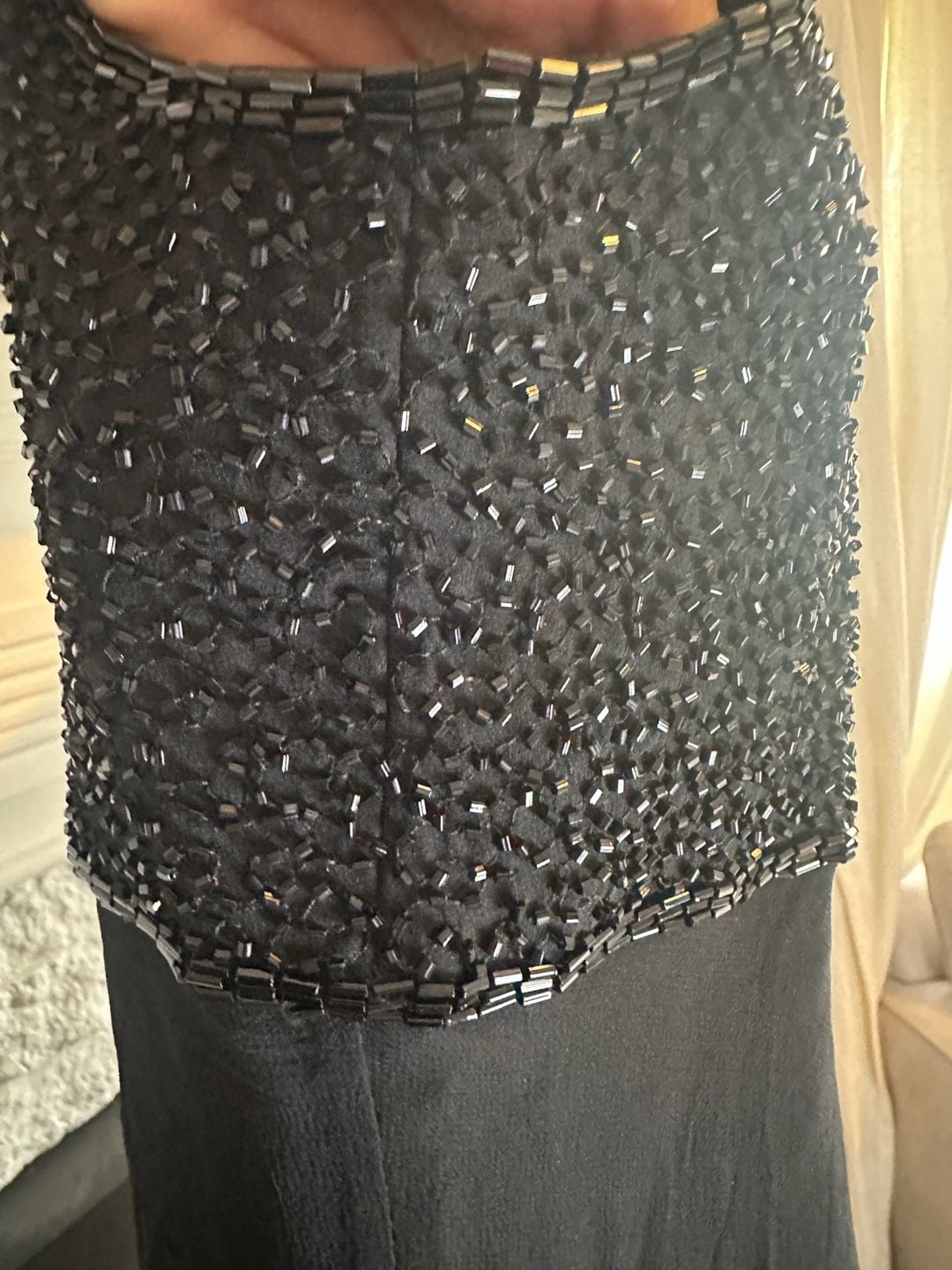 Vintage 90s Cache Black Beaded 100% Silk Dress 10
