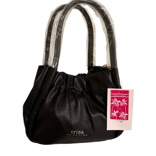 Trina Turk Vegan Leather Gathered Tote with Detachable Crossbody Strap and Pouch
