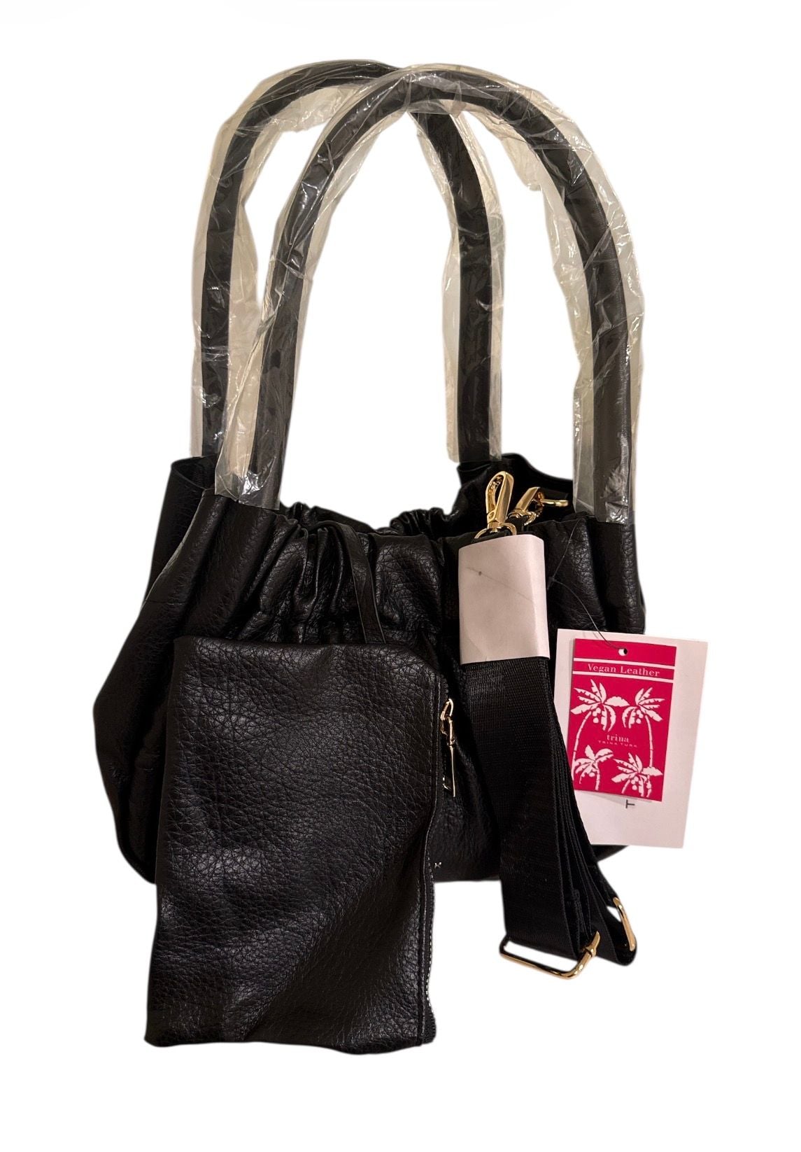 Trina Turk Vegan Leather Gathered Tote with Detachable Crossbody Strap and Pouch 2