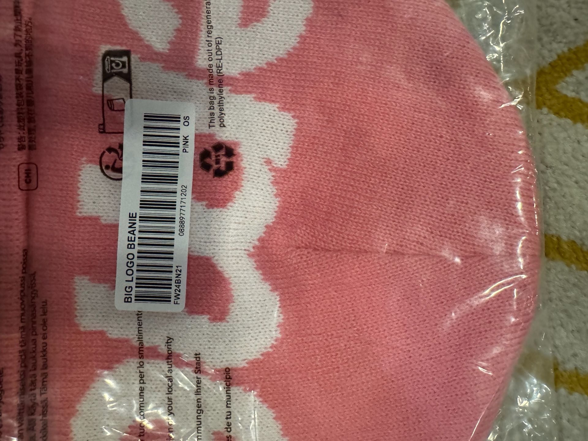 Supreme Big Logo Beanie FW24 Pink 3