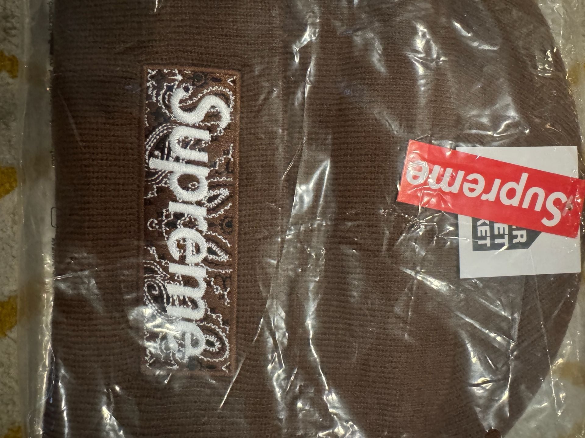 Supreme x New Era Bandana Box Logo Beanie 'Dark Brown' FW19 2