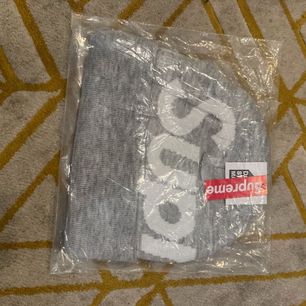 Supreme Big Logo Beanie Heather Grey FW24