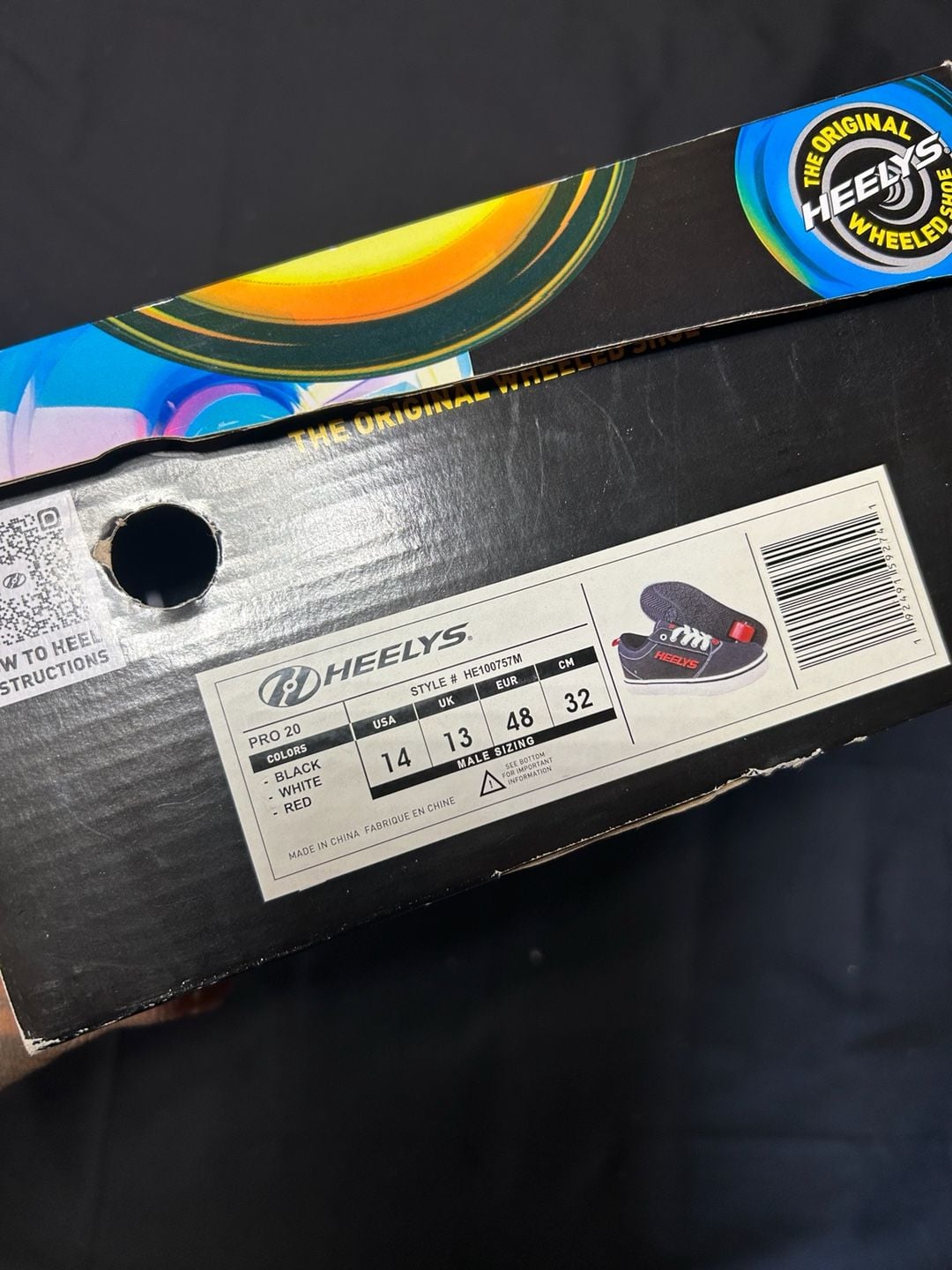 Heelys Pro 20 Black and Red Canvas Wheeled Skate Shoes with Box and Tool 10