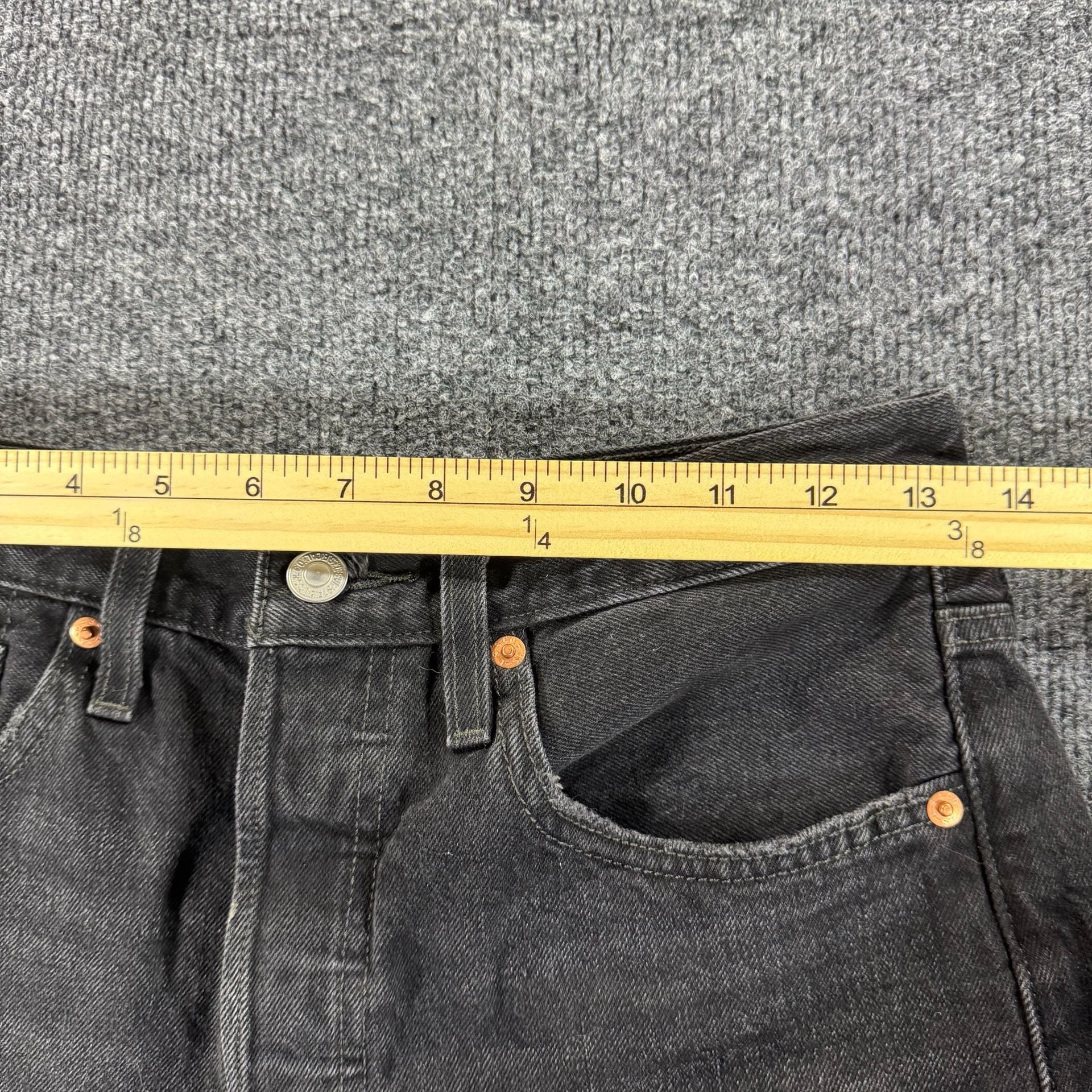 Levi's 501 Original High Rise Button Fly Black Distressed Cut-Off Denim Shorts 6