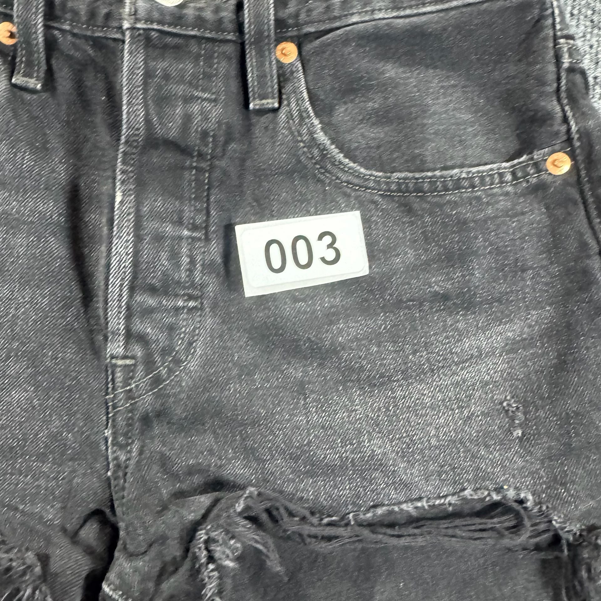 Levi's 501 Original High Rise Button Fly Black Distressed Cut-Off Denim Shorts 12