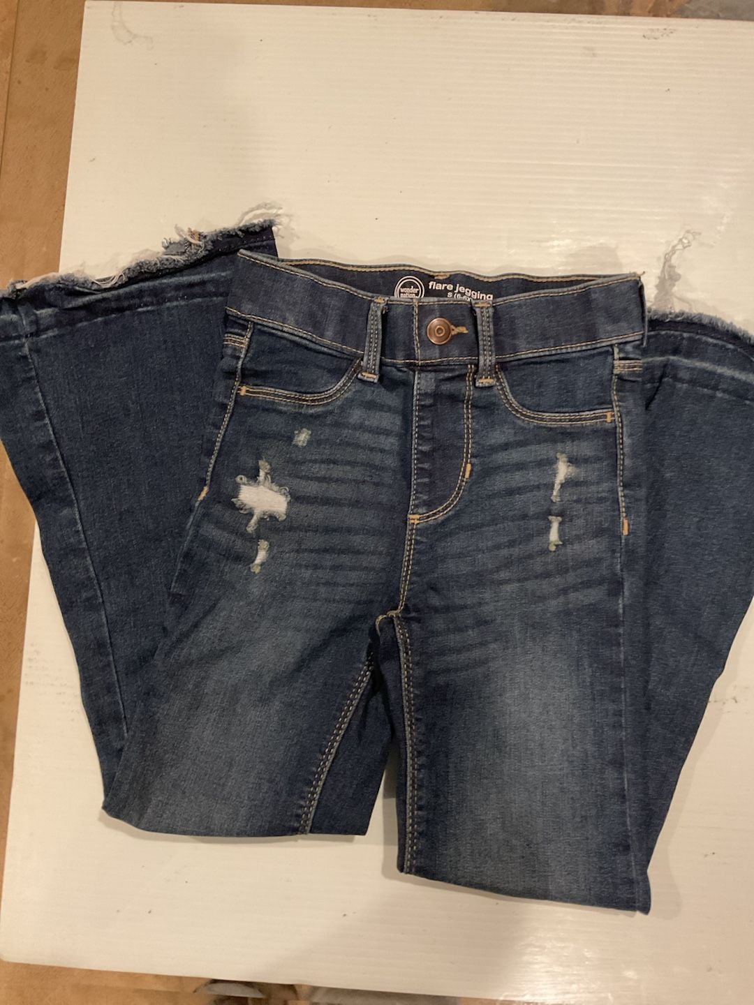 Wonder Nation Girls' Distressed Flare Jegging Jeans 1