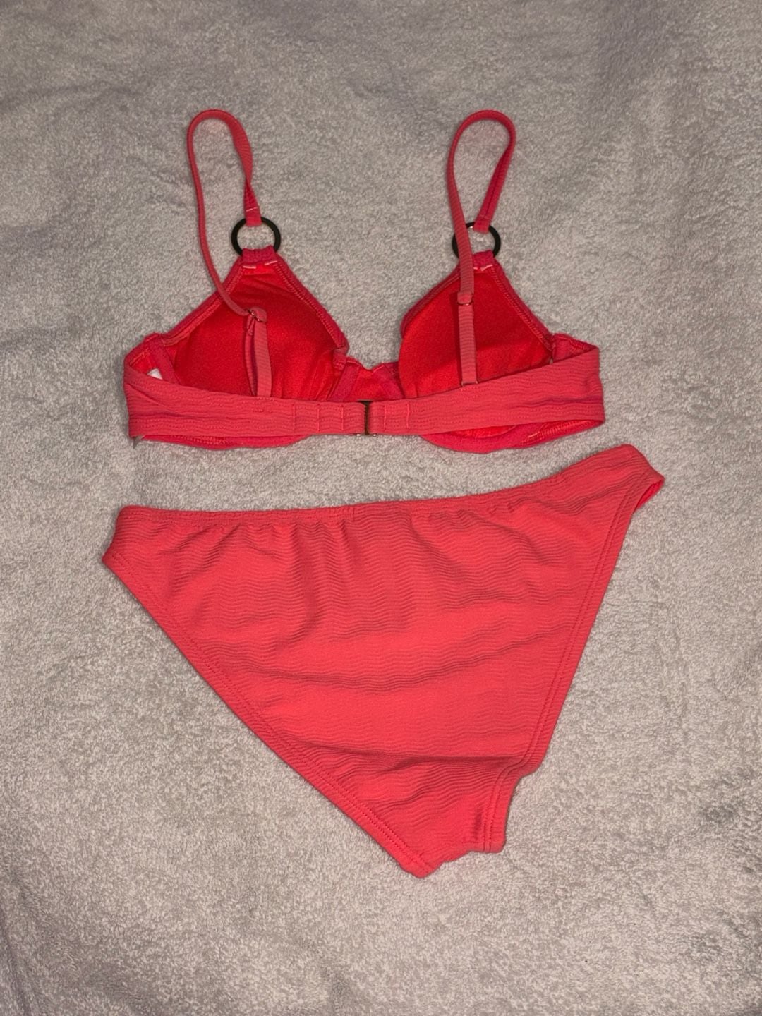 Shade & Shore Women’s Red Orange Ribbed Underwire Bikini Small 4