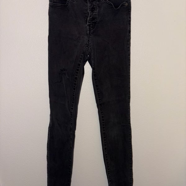 Madewell 10" High-Rise Skinny Jeans in Berkeley Black with Button Front