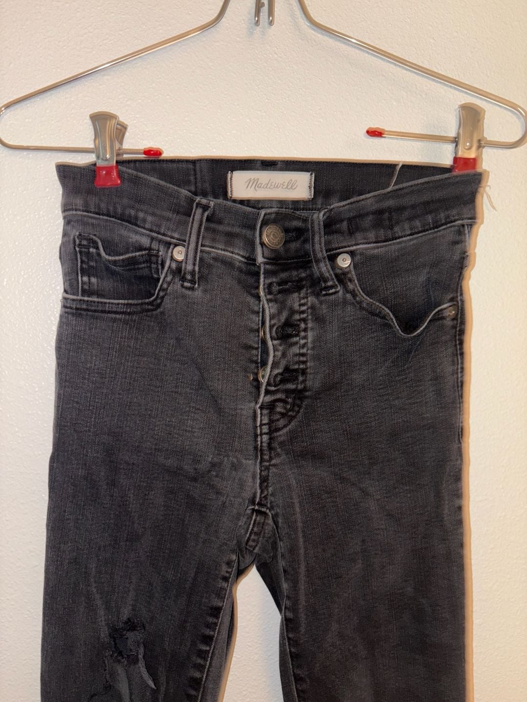 Madewell 10" High-Rise Skinny Jeans in Berkeley Black with Button Front 3