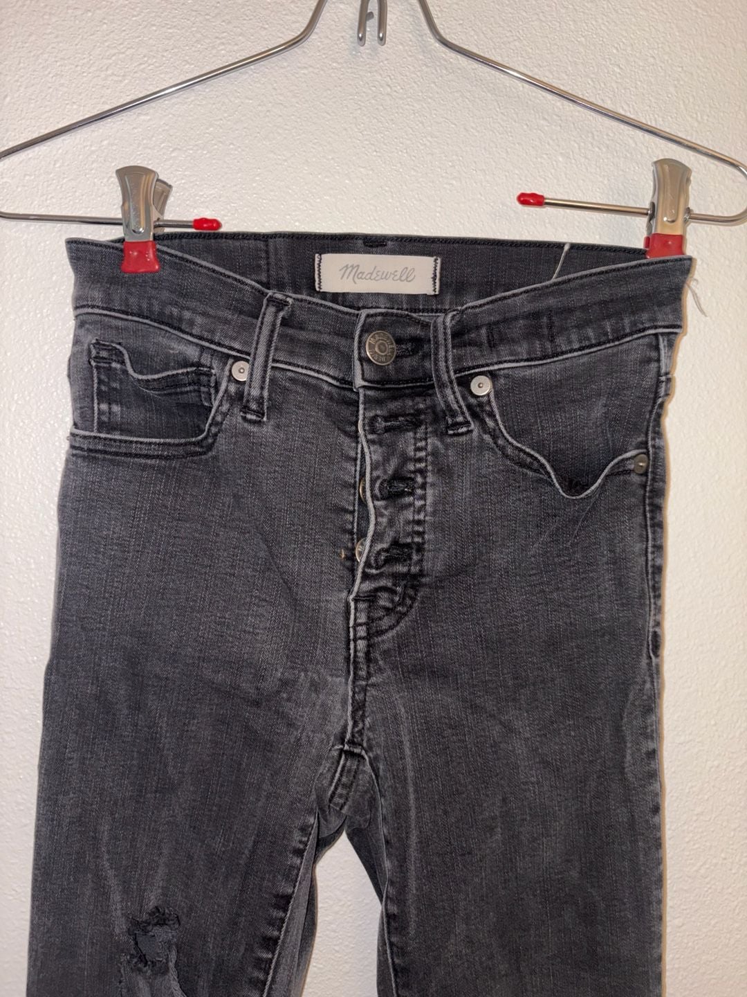 Madewell 10" High-Rise Skinny Jeans in Berkeley Black with Button Front 5