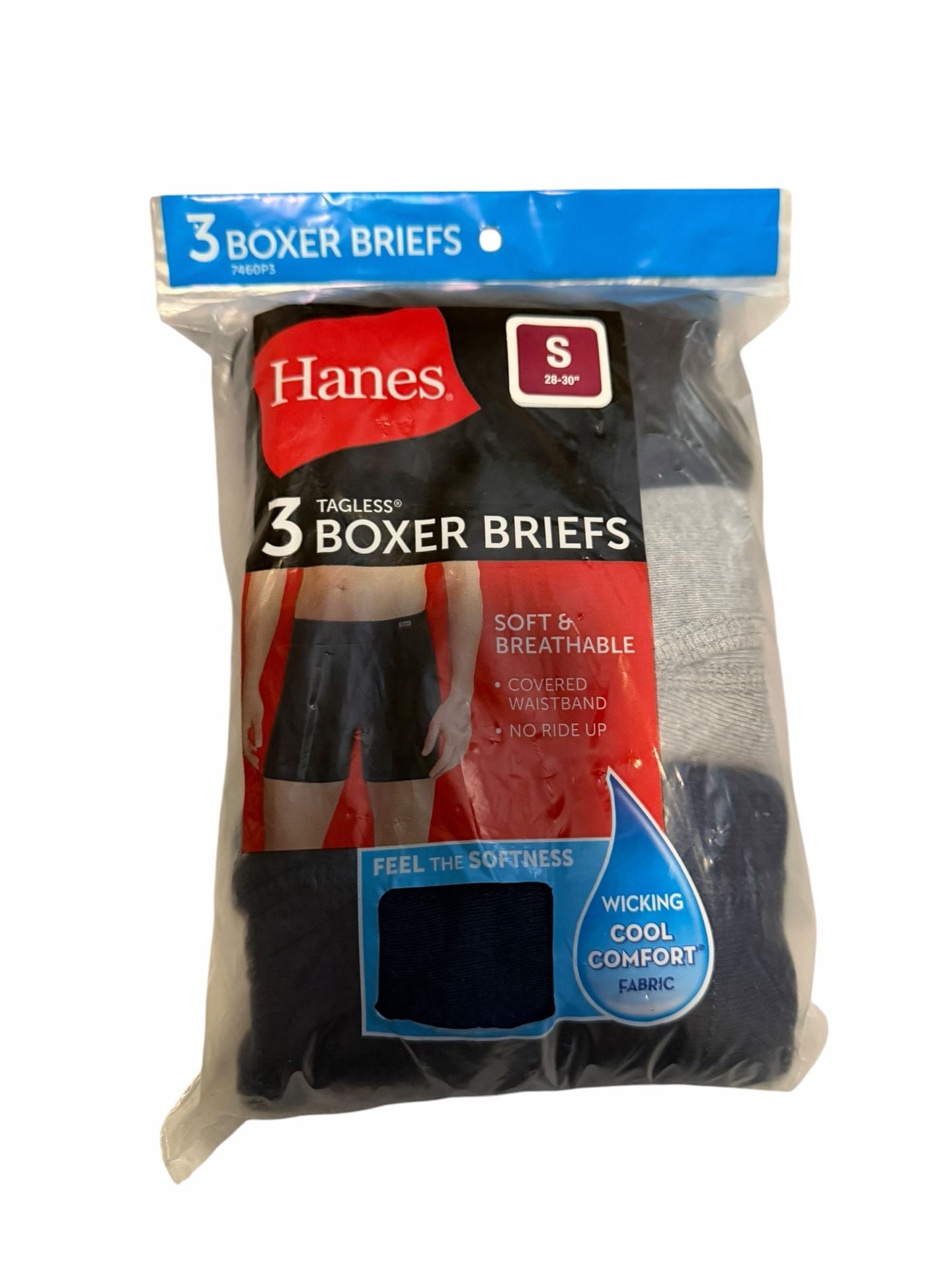 Small Hanes Men's Tagless Boxer Briefs 3-Pack, Cool Comfort Wicking Fabric 1