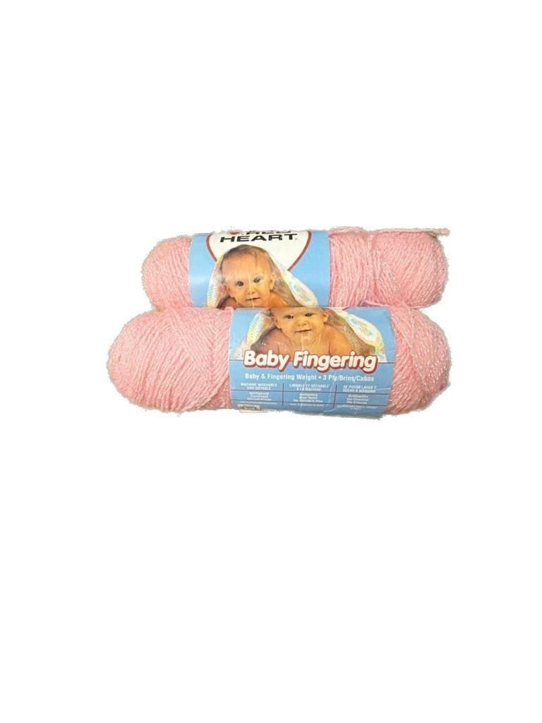 2 Red Heart Baby Pink Fingering Weight Yarn, 3-Ply, Color 722 Lt. 1