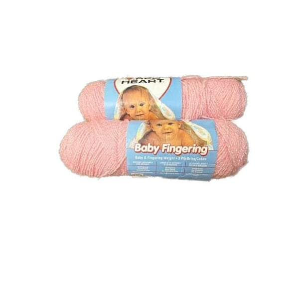 2 Red Heart Baby  Pink Fingering Weight Yarn, 3-Ply, Color 722 Lt. 