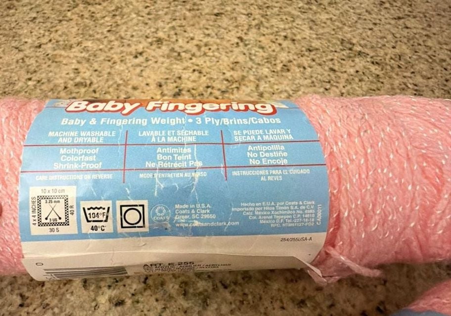 2 Red Heart Baby Pink Fingering Weight Yarn, 3-Ply, Color 722 Lt. 3