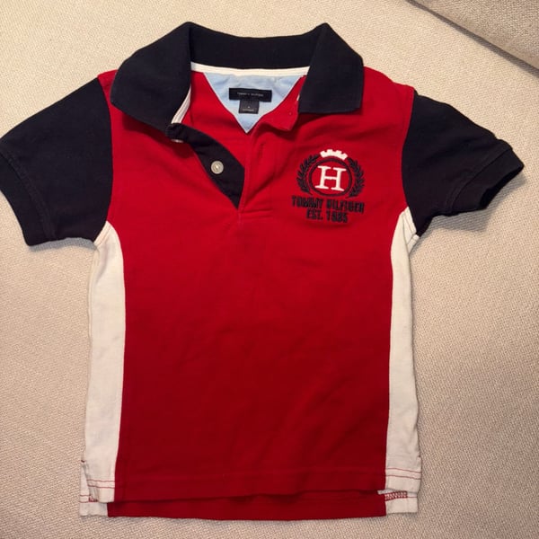 Tommy Hilfiger Kids Boys Short Sleeve Colorblock Polo Shirt Size 4