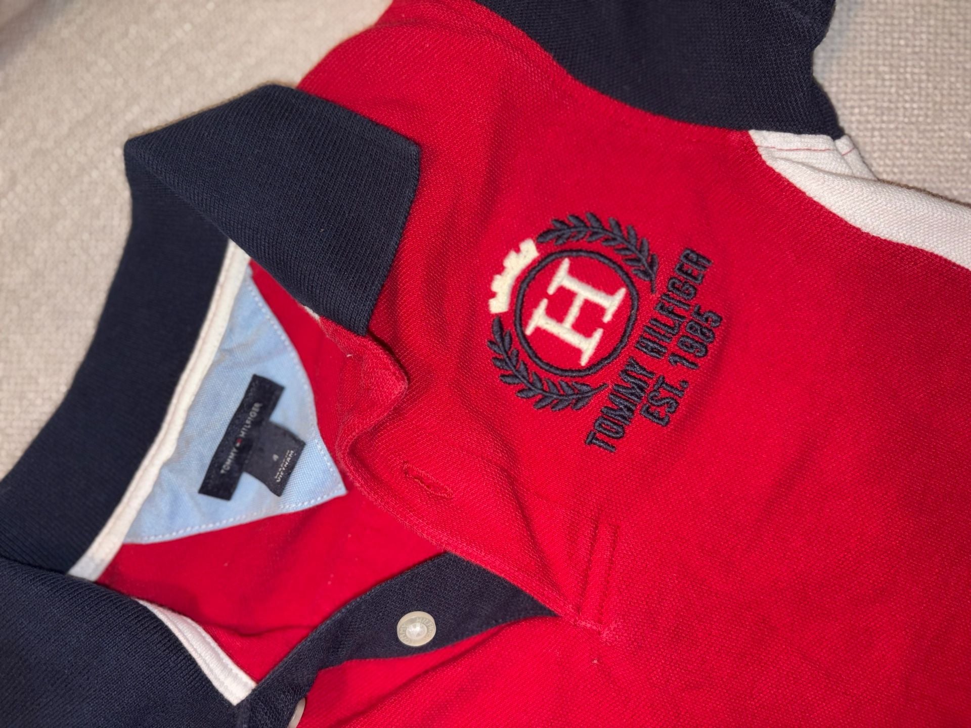 Tommy Hilfiger Kids Boys Short Sleeve Colorblock Polo Shirt Size 4 4