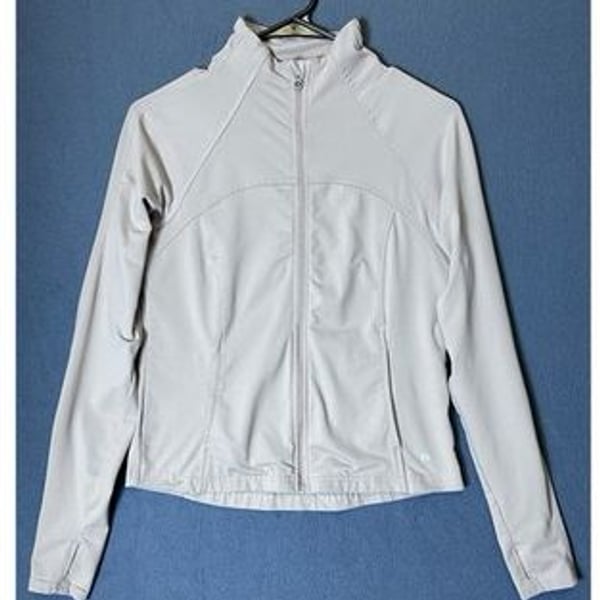 Layer 8 Track Jacket Womens Small Tan Qwick-Dry Full Zip Thumbholes Athleisure