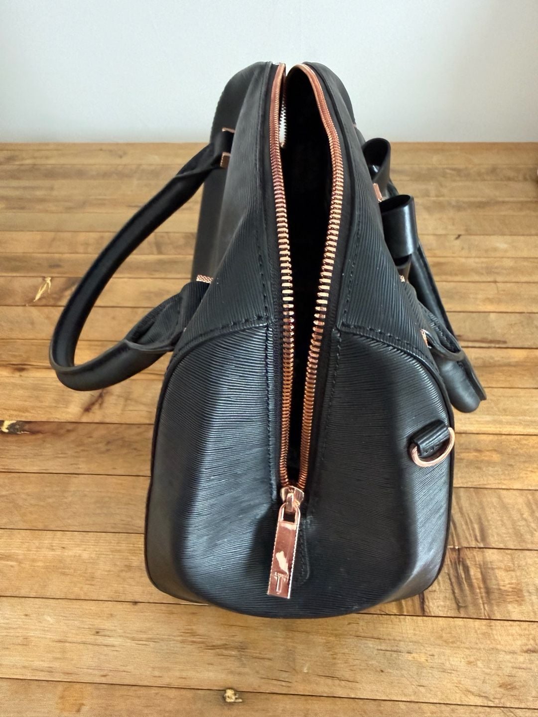 Ted Baker Bow Detail Bowler Bag in Black with Rose Gold Hardware 3