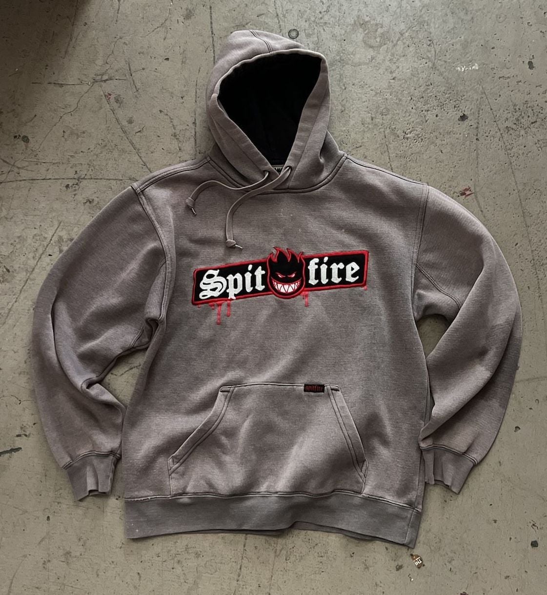 Youth Spitfire Immortal Fire Embroidered Pullover Hoodie, YOUTH Gray 2