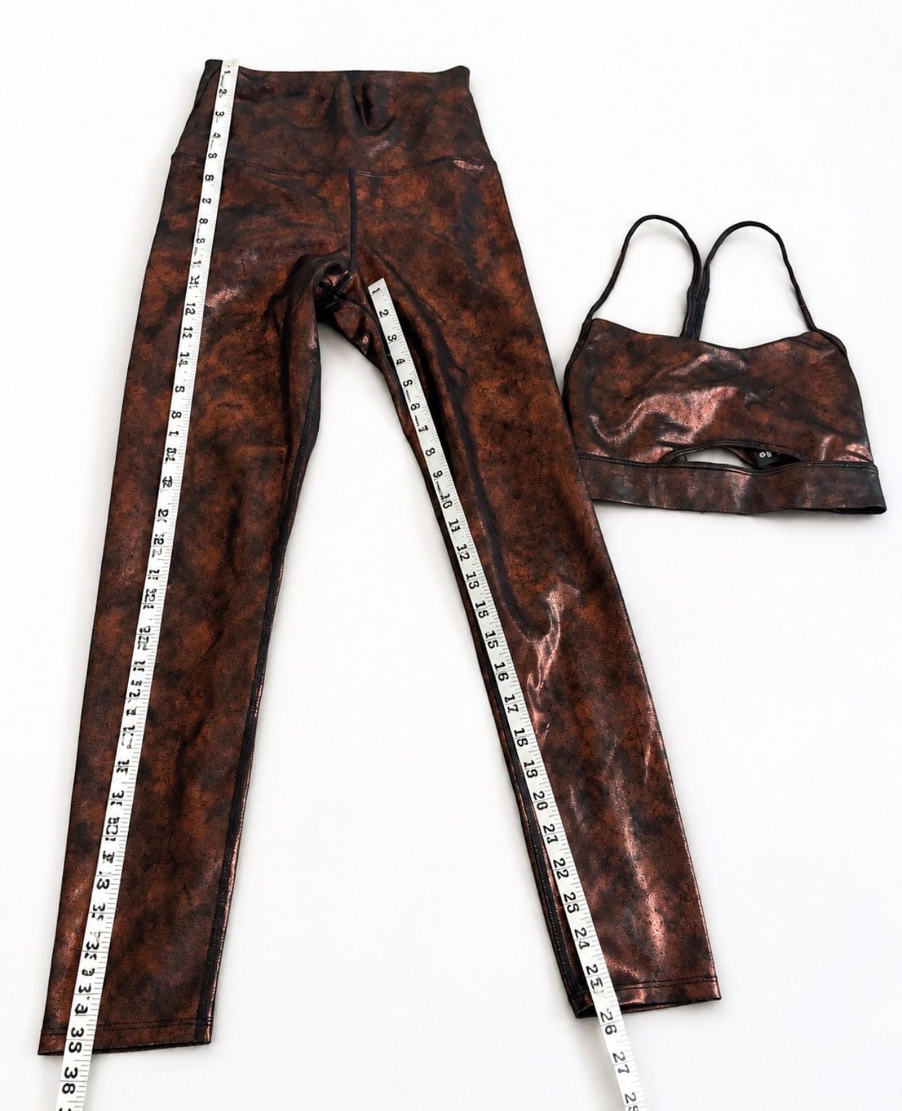 Beach Riot Java Glimmer Metallic Active Set XS Isla Top Tayler 7/8 Leggings 9
