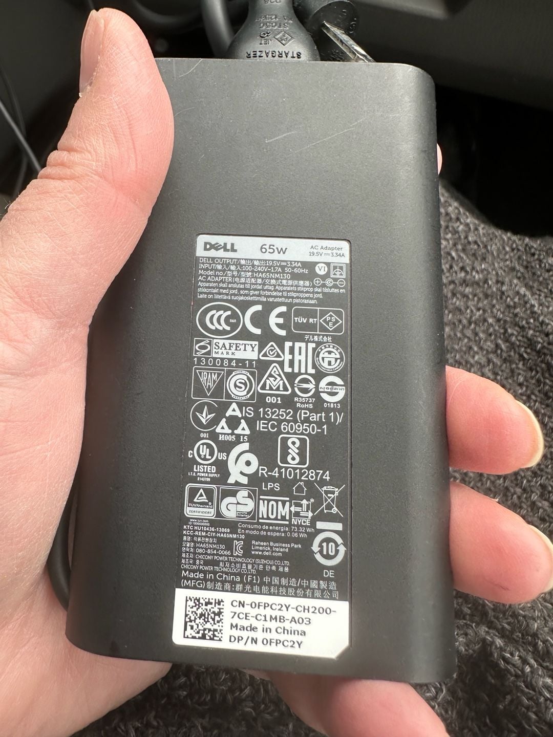 Dell 65W AC Adapter-charger- Model HA65NM130 New 5
