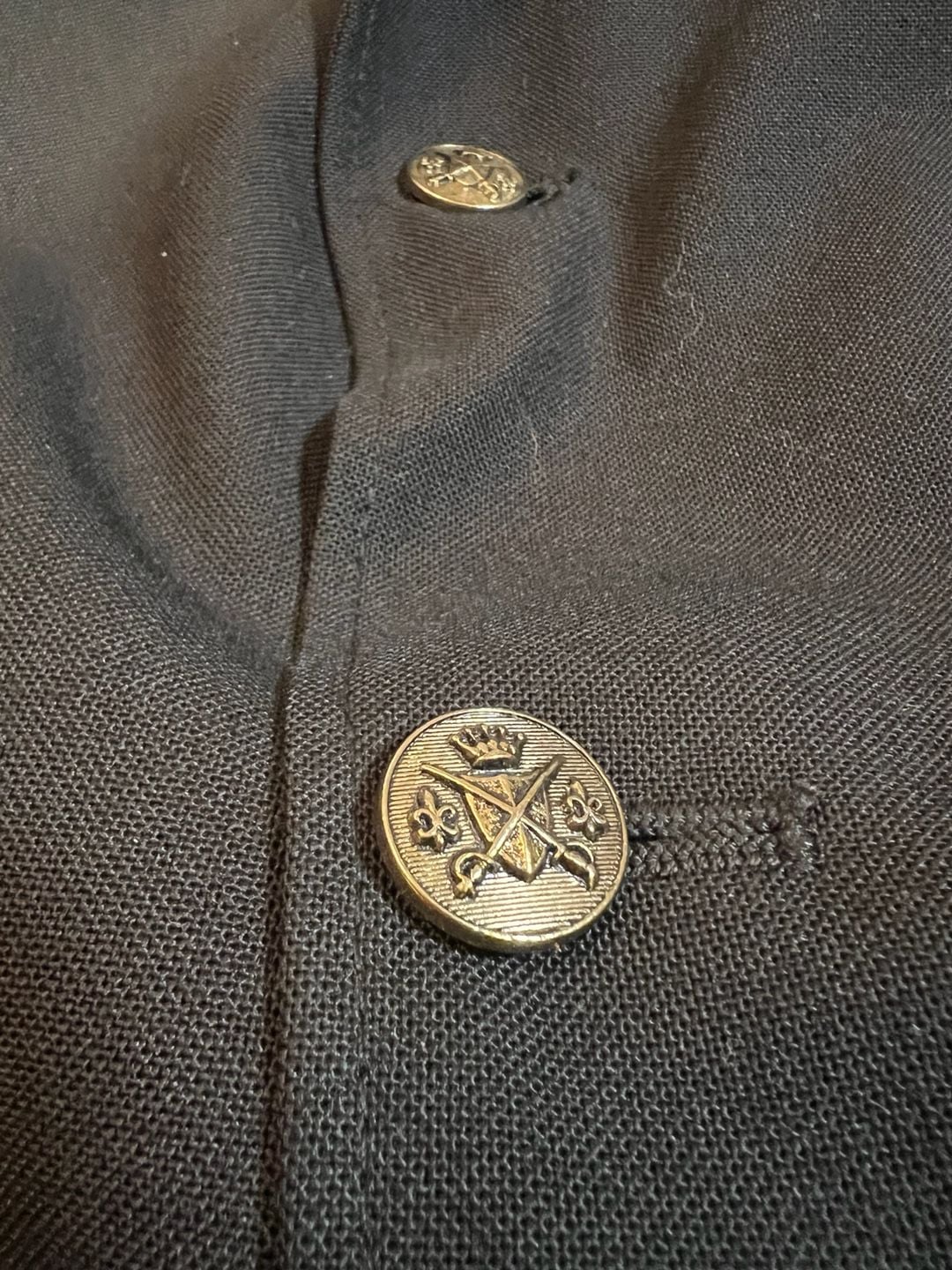 Heritage Collection Men's Black Two-Button Blazer with Gold Crest Buttons 6