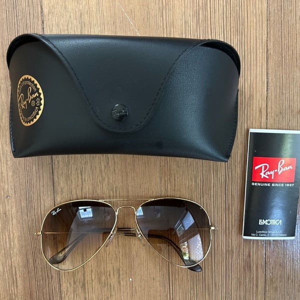 Ray-Ban Aviator Large Metal Gold Frame Sunglasses with Brown Lenses