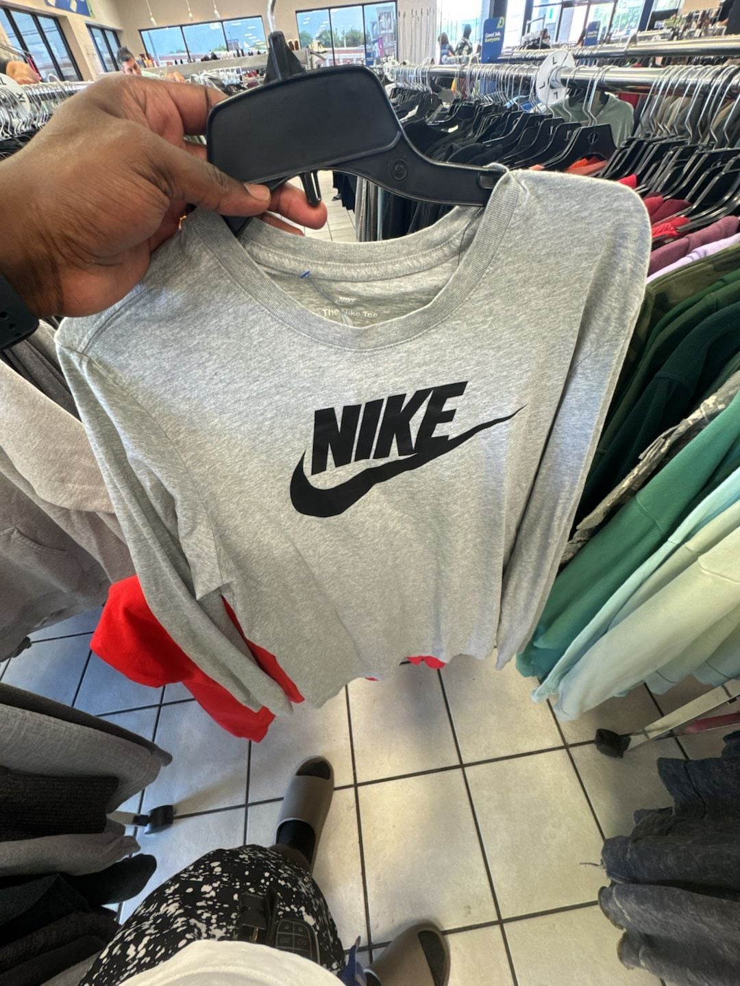 Nike Sportswear Men's Long Sleeve Grey Graphic T-Shirt 2