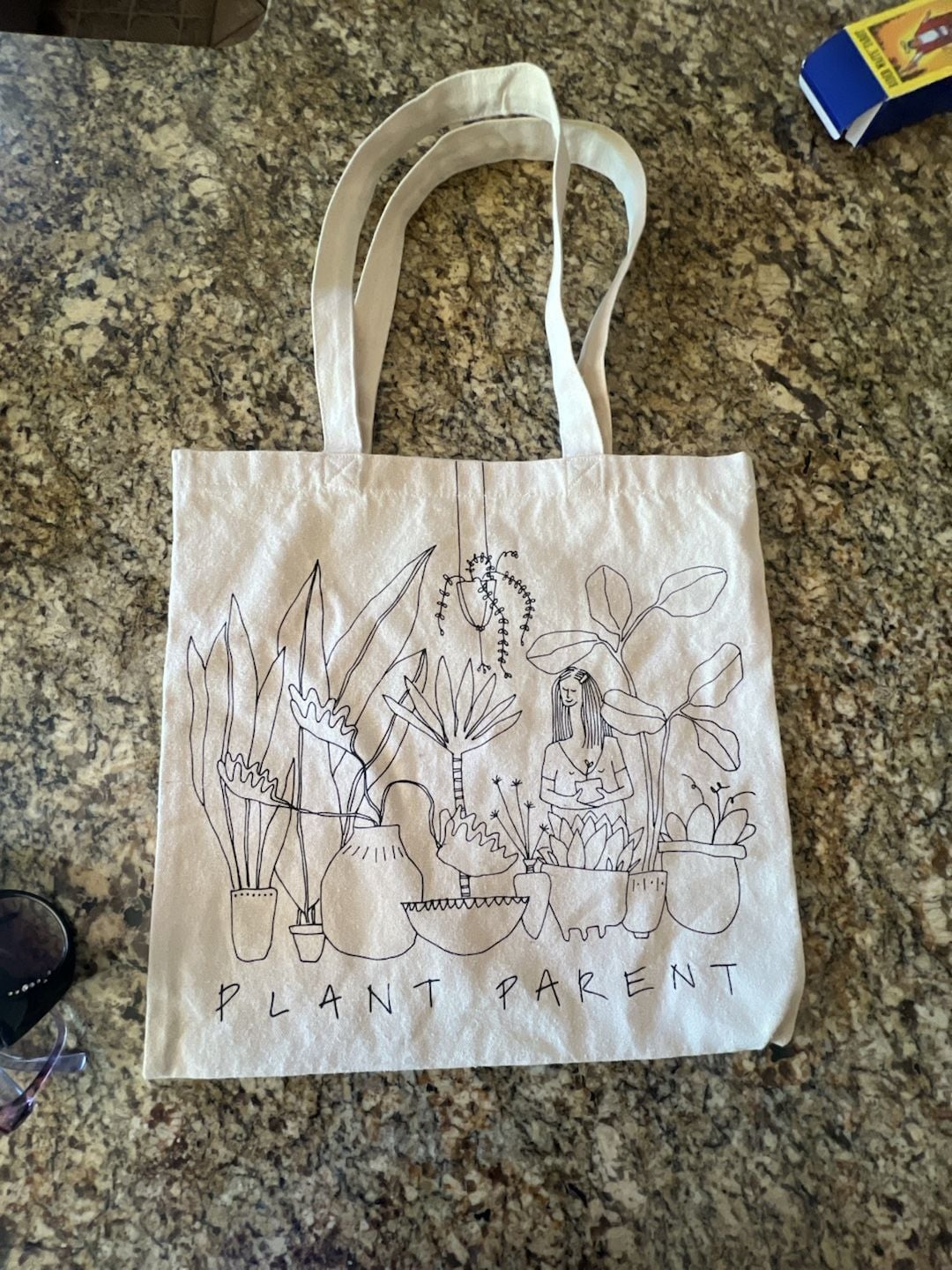 Plant Parent Line Art Graphic Canvas Tote Bag 1