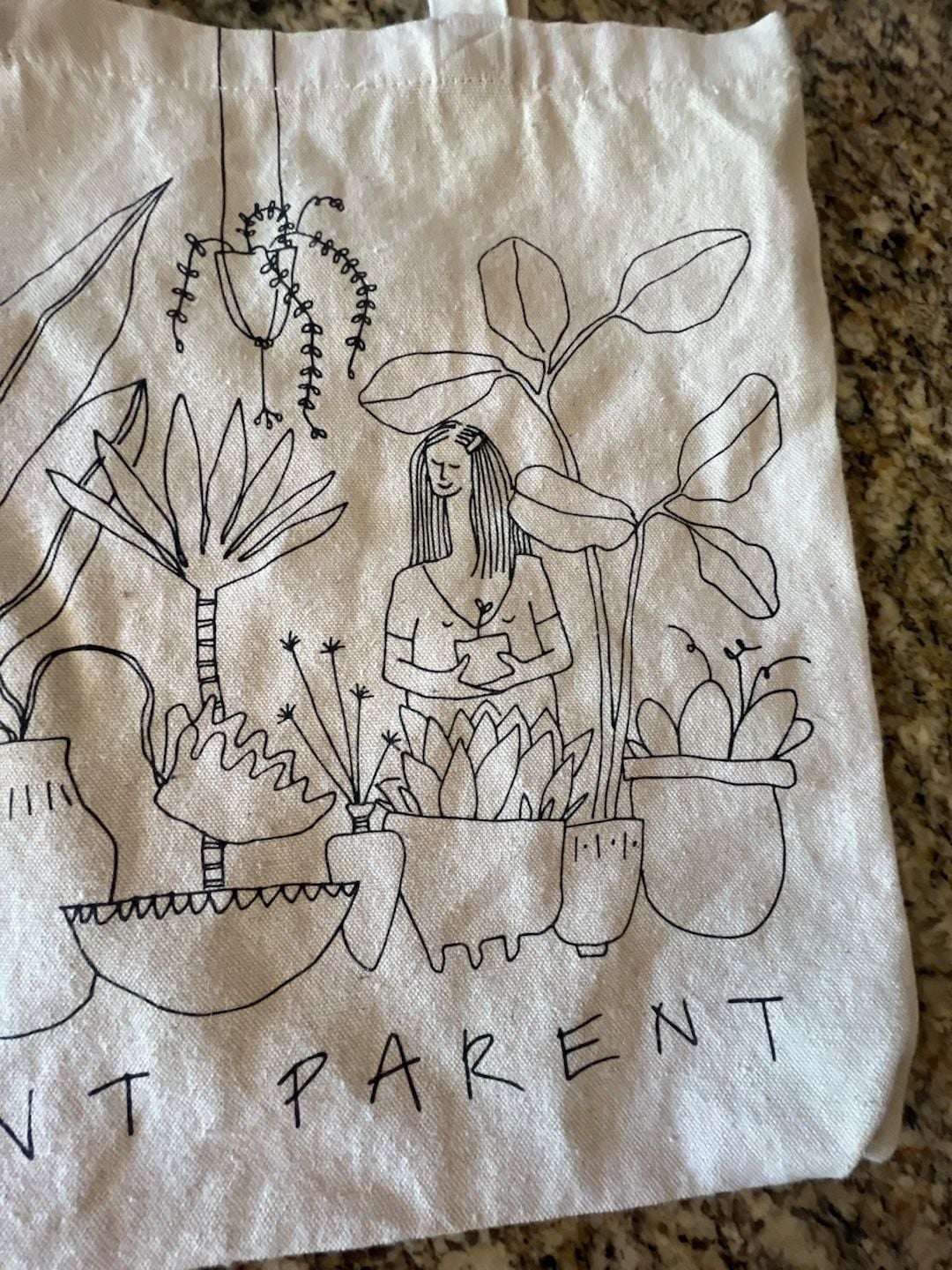 Plant Parent Line Art Graphic Canvas Tote Bag 2