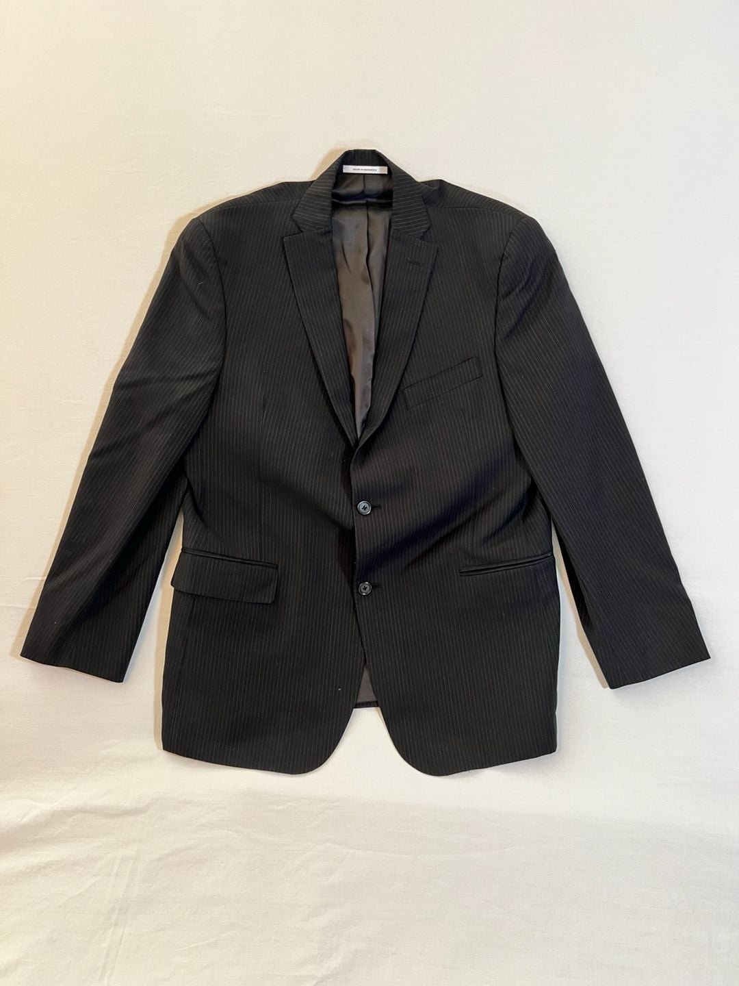 Murano Collezione Men's Black Pinstripe Two-Button Blazer Jacket 43R 2